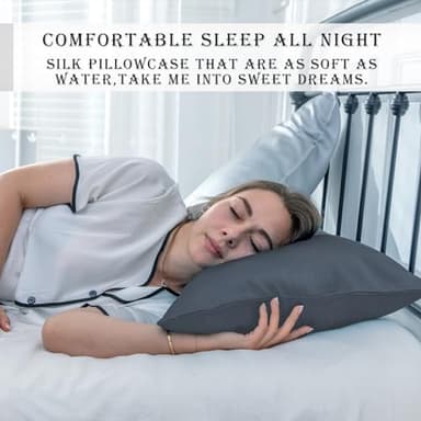 Silk Pillow Cases 2 Pack Soft Breathable and Sliky Queen Size Pillow Cases Set of 2,Natural Mulberry Satin Silk Pillowcase with Hidden Zipper for Hair and Skin (Space Grey,20"X 30",2pcs) - Image 6