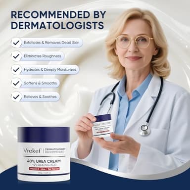 VREKEF Urea Cream 40 Percent for Feet Maximum Strength, Urea Cream 40% Plus Salicylic Acid 2%, Foot & Hand Cream for Dry Cracked - Image 4