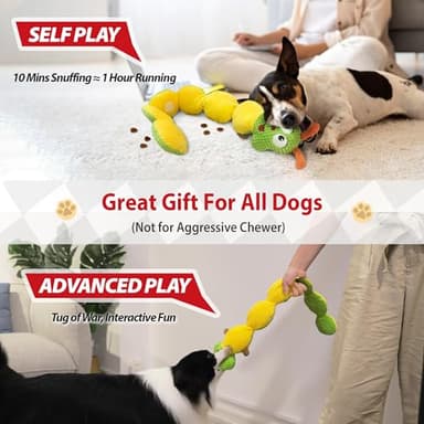 Gigwi Interactive Dog Puzzle Toys, Dog Snuffle Toy Treat Dispensing IQ Training, Cute Caterpillar Design Squeaky Plush Dog Toys Tug of War, Hide and Seek Dog Entertainment Toys for Boredom - Image 4