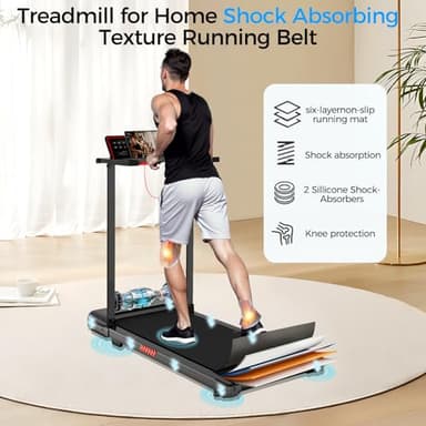 Treadmill with Handle Bar, 3.0HP Walking Pad Treadmill, Portable Compact Walking Pad with Handle, Treadmills for Home Samll Space, Running Electric Small Treadmills, 320 LBS Capaticy,LED Display - Image 6