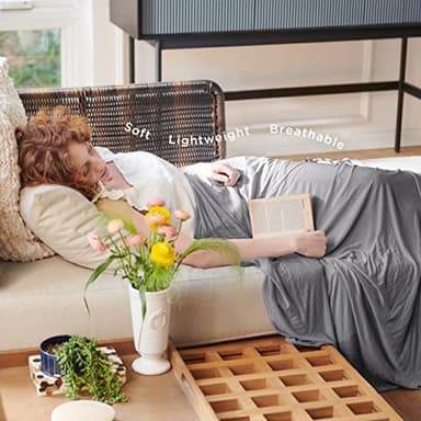 Bedsure Cooling Blanket for Hot Sleepers - Cold Blanket Queen Size for Sleeping, Ice Summer Cool Bedding with Rayon Derived from Bamboo, Lightweight Arc-Chill Thin Room Bed Cooling Essentials, 90x90 - Image 3