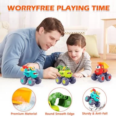 OCATO Monster Truck Toys for 1 2 3 Year Old Boy Birthday Gift, Outdoor Construction Toy Trucks Pull Back Cars for Toddlers 1-3, 1st Birthday Gifts 1 2 3 Year Old Boy Toys Baby Toddler Xmas Gifts Kids - Image 5