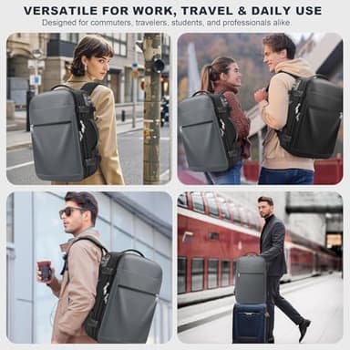 Vacuum Backpack Travel – 60L Expandable Vacpack Backpack with Vacuum Pump/TSA Lock/Laptop Compartment (Fits 17"), Water-Resistant Compression Bag for Flight & Business (Grey) - Image 2