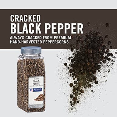McCormick Culinary Cracked Black Pepper, 16 oz - One 16 Ounce Container of Cracked Black Peppercorns for Garnishes, Best with Kabobs, Steak, Marinades, Tossed Salads and More - Image 4