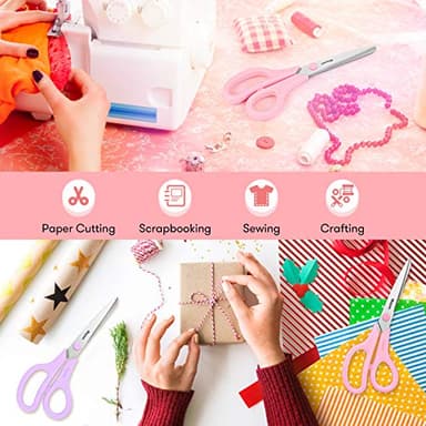 Scissors, iBayam 8" All Purpose Scissors Bulk 3-Pack, Ultra Sharp 2.5mm Thick Blade Shears Comfort-Grip for Office Desk Accessories Sewing Fabric Home Craft School Supplies, Right/Left Handed - Image 7