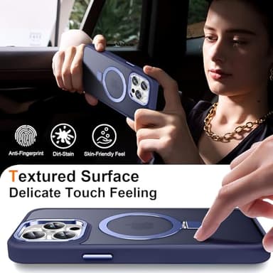 Lufanbis Magnetic for iPhone 13 Pro Max Case with Ring Stand, [10 FT Drop Protection] [Velvety Touch] Slim Translucent Matte Back Shockproof Phone Case for iPhone 13 Pro Max 6.7'', Blue - Image 5