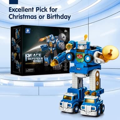 hahaland 5 Year Old Boy Birthday Gift - STEM Toys for Ages 5-7, Toy for 5 6 Year Old Boy, 5 in 1 Building Take Apart Trucks Transform to Robot, Boys Toys Stocking Stuffers Christmas Grandkids Gifts - Image 9