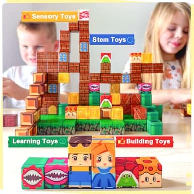 Magnetic Blocks Building Toys - Build Mine Magnet World Set Toddler Kids Sensory Toys for Boys & Girls Ages 3-5 5-7 8-12, 1'' Magnetic Cubes Game Classroom Must Haves Decor School Supplies - Image 5