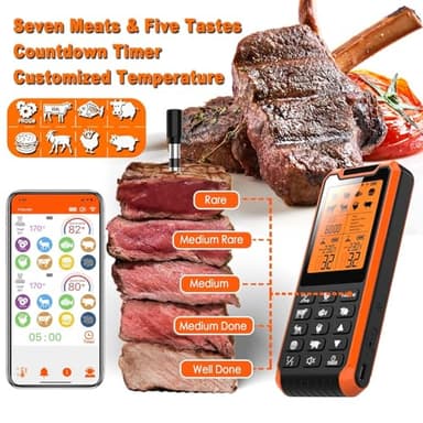 PRAVETTE Smart Bluetooth Meat Thermometer - Long Range Wireless Food Thermometer, Digital Meat Thermometer with Dual Probes for BBQ Grill, Oven, Smoker, Air Fryer - Image 4