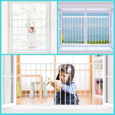 WAOWAO Window Safety Guards for Children Kids Child Toddler Pets Proof Extra Wide White Tension Security Window Guard Gate for Home Fit 36.22"-61.41" Sliding Windows (2 Piece) - Image 7