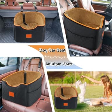 XIEEAOZEE Dog Car Seat for Small Dogs, Memory Foam Booster Dog Seat for Dogs up to 35 lbs, Elevated Pet Car Seat with Washable Removable Cover, Storage Pockets - Image 7