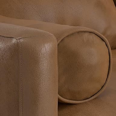 SIMPLIHOME Morrison Mid-Century Modern 89 inch Wide Sofa with Ottoman Set in Caramel Brown Genuine Leather for the Living Room and Family Room - Image 19