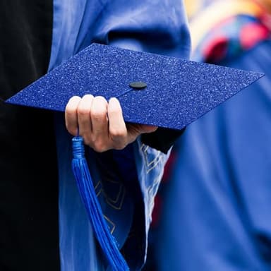 Gersoniel 12 Sheets Glitter Construction Paper for Grad Caps 10" x 10" 250 GSM Cardstock Graduation Hat Decorations for DIY Grad Caps Toppers Craft(Royal Blue) - Image 7