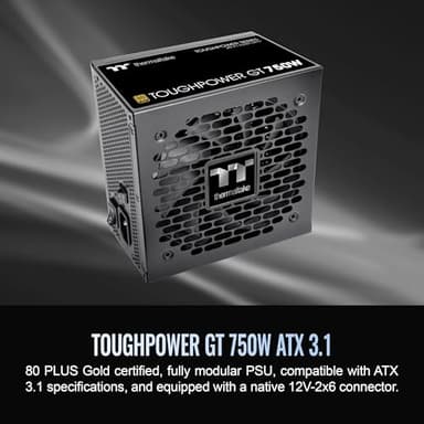 Thermaltake Toughpower GT 750W ATX 3.1 Standard Power Supply; 80 Plus Gold Efficiency; Smart Zero Fan; Native 300W PCIe 5.1 Connector; PS-TPT-0750FNFAGU-3; 5 Year Warranty - Image 2