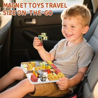 Magnetic Blocks with Magnet Box-35PCS Magnet Cubes, Magnetic Tiles Kids Build Cubes Travel Game Toys, Road Trip ‌Sensory Toy Christmas Birthday Gifts for Boys & Girls Ages 3 - Image 4