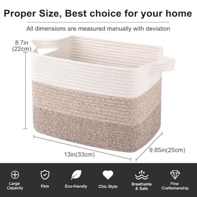 OIAHOMY Storage Basket - Cotton Rope Woven Basket for Shelves, Toys, Towels - 13"9.85"8.7", Gradient Yellow - Image 3