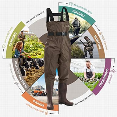 FISHINGSIR Fishing Waders for Men with Boots Womens Chest Waders 2-Ply Nylon/PVC Waterproof for Hunting with Boot Hanger - Image 3