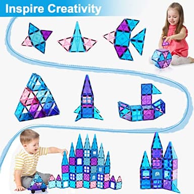 NVHH Magnetic Tiles Kids Toys for 3 4 5 6 7 8+ Year Old Boys Girls Toys Castle Princess Magnetic Building Blocks Educational Toddler Gifts Toy Age 2-4 5 6-8 Year Old Girl Boy Birthday - Image 2