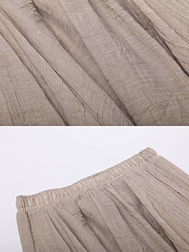 OCHENTA Cotton Long Maxi Skirt Flowy Boho for Summer Beach Goth Fairy Renaissance Weekend Skirts Off White 85CM - Image 7