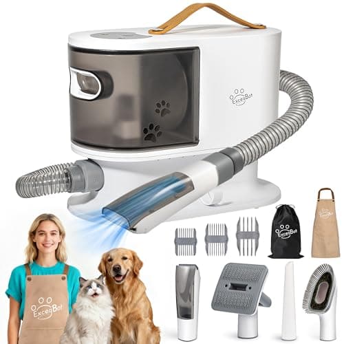 ExcegBot Dog Grooming Vacuum, Dog Grooming Kit 12kPa Suction Hair Remover Low Noise Pet Brush Vacuum Collects 99% Hair, 2L Dust Cup, 5 Proven Grooming Tools for Cats, Other Animals and Home Cleaning - Image 1