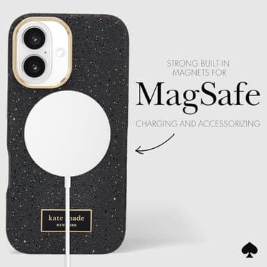 kate spade new york iPhone 16 Case - Compatible with MagSafe - Designer Phone Case - Crystal Pave Nightfall - Image 6