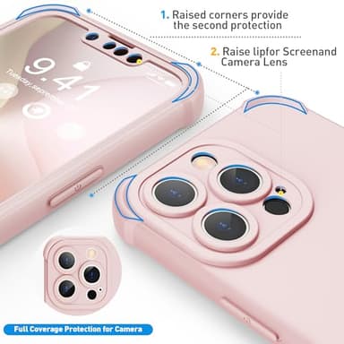 ORETECH for iPhone 13 Pro Max Case, with [2 x Screen Protectors] [15 Ft Military Grade Drop Test] [Camera Protection] 360° Shockproof Slim Thin Phone Case iPhone 13 Pro Max Cover 6.7" Baby Pink - Image 2