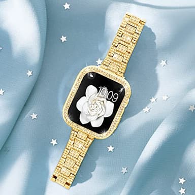 SUPOIX Compatible with Apple Watch Band 49mm + Case, Luxury Shiny Diamond Replacement Metal Strap for Women & Soft TPU Bumper Protective Case for iWatch Ultra(49mm,Gold) - Image 5