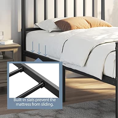 Yaheetech Twin Bed Frame Metal Platform Bed Frame Mattress Foundation with Spindle Headboard & Footboard/No Box Spring Needed/14 Inch Underbed Storage/Firm Support & Easy Set up Structure, Black - Image 7