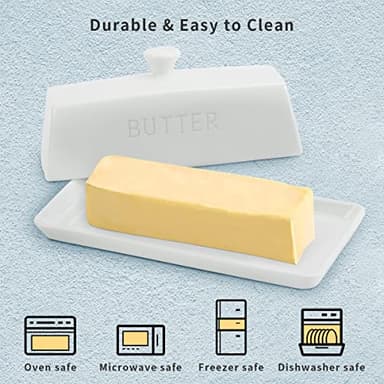 Ceramic Butter Dish with Lid - SGAOFIEE Porcelain Butter Dish with Lid and Knife for Countertop, Perfect for 1 Stick of East Coast Butter - Image 4