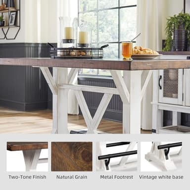 Signature Design by Ashley Valebeck Rustic Farmhouse 36" Counter Height Dining Table, Brown & White - Image 7