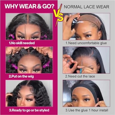 Ailwelia Curly Bob Wig Human Hair Deep Wave 200% Density 5x5 HD Lace Closure Wigs Human Hair Bob Wigs For Black Women Wear And Go Glueless Curly Wig Black Color 14 Inch - Image 5