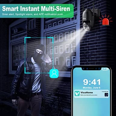 Solar Security Cameras Wireless Outdoor, Security Cameras with 2K 3MP, Battery Powered PTZ WiFi, Color Night Vision, 2-Way Talk, PIR Motion Detection, Spotlight & Siren Alarm for Home Security - Image 4