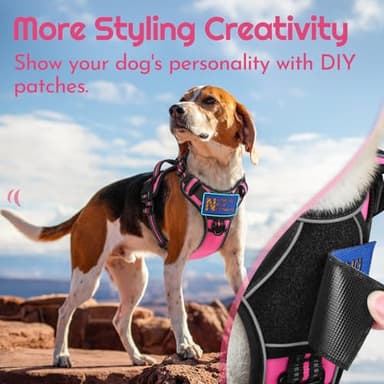 Eagloo Dog Harness for Large Dogs, Easy Wearing with 3 Buckles, Adjustable No Pull Pet Harness with 2 Rings for Walking, No Chock Reflective Soft Padded Vest with Control Handle, Pink & Black, XL - Image 8