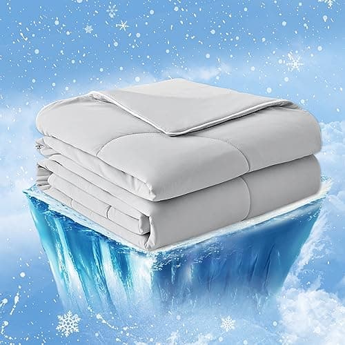 Cozy Bliss Cooling Comforter King Size, Cooling Blankets for Hot Sleepers and Night Sweats, Gray Summer Comforter for King Size Bed, Breathable Soft Lightweight Silk Smooth - Image 1