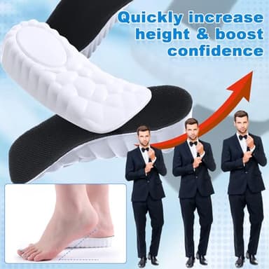 Glitopper 3 Pairs Orthopedic High Pads Height Increase Insoles Arch Support Insoles Height Boosters Cushions for Men, Women(Black,1.4 Inch) - Image 6