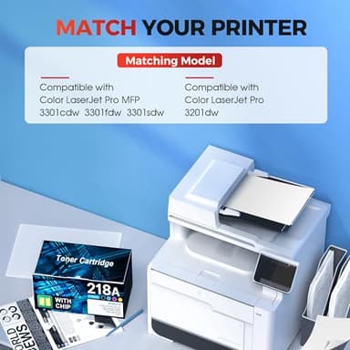 218A Toner (with Chip) Compatible for HP 218A Toner Cartridges 4 Pack - 218X Toner Work for HP Color Laserjet Pro MFP 3301fdw Toner 3301cdw 3201dw 3301sdw Printer Ink, W2180A 218A Toner - Image 2