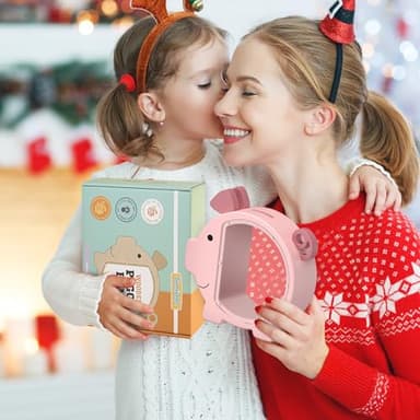 Summidate Pink Piggy Bank Girls,Clear Wooden Piggy Bank for Kids Toddlers,Cute Wood Money Coin Bank with DIY Sticker, Personalized Money Box Toys for Child Birthday Decor - Image 7