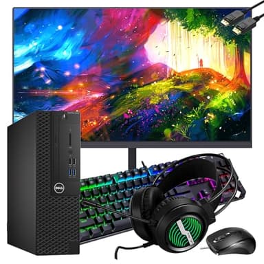 Dell Optiplex 3050 SFF Desktop and Monitor 24" FHD, Core 6th Gen Processor, 256GB SSD, 16GB RAM, RGB Headset, Keyboard＆Mouse, Optiplex Small Form Computer PC Windows 11 Pro (Renewed) - Image 1