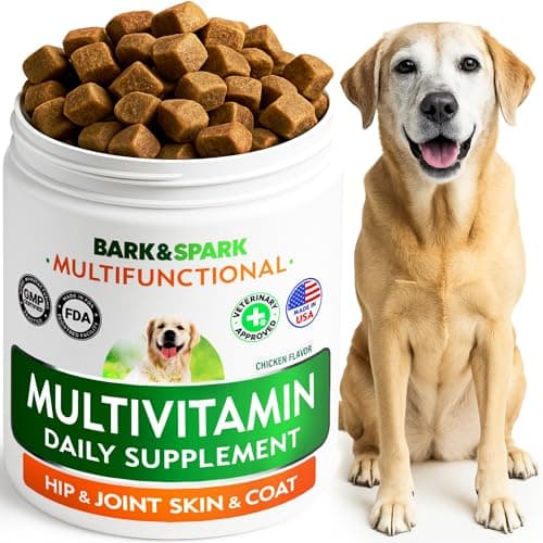 BARK&SPARK Dog Vitamins & Supplements - Multivitamin Chewable Treats for Dogs - Glucosamine Chondroitin for Joint Support + Omega for Skin & Coat + Probiotics - Multi Vitamin for Pets Health - 120Ct - Image 1