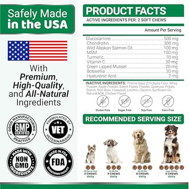 YUMA'S Glucosamine for Dogs - Hip and Joint Supplement for Dogs - 170 Ct - Glucosamine Chondroitin Chews - Joint Pain Relief Supplement with MSM - Advanced Health - Mobility Support - Made in USA - Image 6