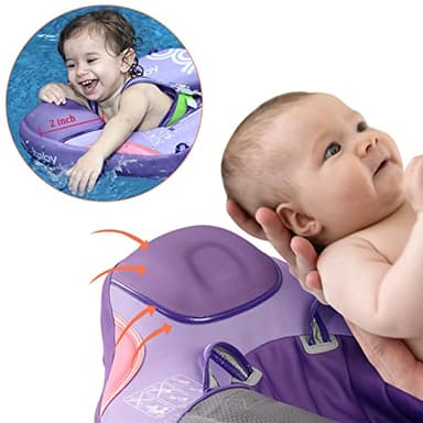 Luckclubtojoy Add Tail Mambobaby Float with Canopy, Baby Floats for Pool Non-Inflatable Waist Float Swim Training Toy with UPF 50+ UV Sun Canopy (Contrast-Purple) - Image 4