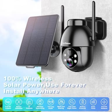 Solar Security Cameras Wireless Outdoor, 2K PTZ WiFi 3MP Indoor Security Camera for Home with Spotlight, PIR Motion Detection,Siren, Color Night Vision, 2-Way Talk, SD/Cloud Storage - Image 2