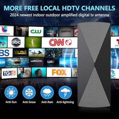 2025 TV Antenna,1200+ Miles Long Range TV Antenna, HD Digital TV Antenna Indoor with Signal Booster, Antenna for Smart TV and All Older TV's-Supports 4K 1080p -33ft Long Cables - Image 2