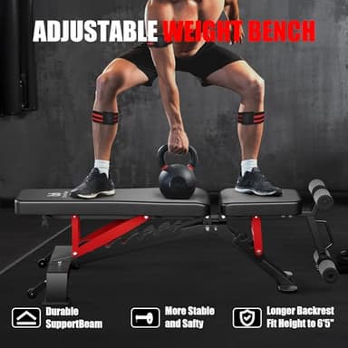 BlackPear Adjustable Weight Bench - Workout Bench for Home Gym, 1300lb Capacity Heavy Duty Exercise Foldable Strength Training Benches Press for Full Body Workouts with Incline/Flat/Decline Positions & Space-Saving - Image 6
