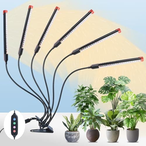 GameChanger! 54W, NOT 15W, 6Head Strong Clip Grow Lights for Indoor Plants with Timer, Best Gift for Plants Lover, LED Plant Growing Lamp for Houseplants, Bonsai, Seed Starting, Seedlings, VEG, Flower - Image 1