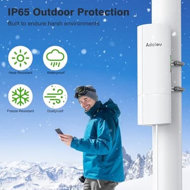 AdaLov 3PCS Wireless Bridge Kit, Gigabit Point to 2 Points Outdoor WiFi Bridges for 3Km Long Range Network Expansion, 5.8G High Speed WiFi to Ethernet CPE with 1000Mbps LAN Port for Garage, Barn, Farm - Image 3