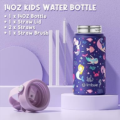 Fimibuke Kids Bento Lunch Box with 4 Compartments, Insulated lunch Bag, Stainless Steel Insulated Water Bottle, Ice Pack & Utensils Set, Birthday Gifts for Ages 3-12 Back to School Toddler Girls Boys - Image 6