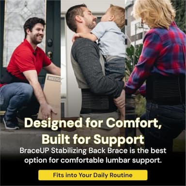 BraceUP Back Brace for Men and Women Lower Back - Breathable Waist Lumbar Support Belt for Sciatica, Herniated Disc, Scoliosis Back Pain Relief, with Dual Adjustable Straps (L/XL 35-43 In) - Image 6