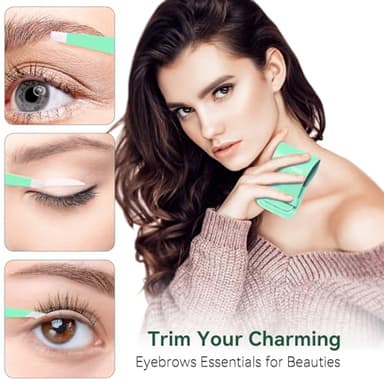 FACEMADE 4 Pack Tweezers Set - Professional Stainless Steel for Men and Women, Precision Eyebrow Tweezers for Facial Hair, Chin, and Ingrown Hair Removal (Green) - Image 2