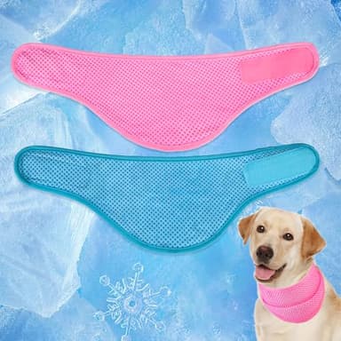 EXPAWLORER Dog Cooling Bandana - 2 Pack Instant Chill Out Pet Scarf Adjustable, Summer Outdoor Ice Neck Cooler, Prevent Sunstroke for Small Medium Large Breeds (Pink Blue, L) - Image 1